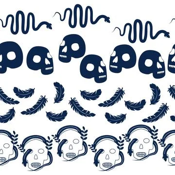 Horizontal border, set Magic and heavens seamless pattern, with magical ele.. Stock Illustration