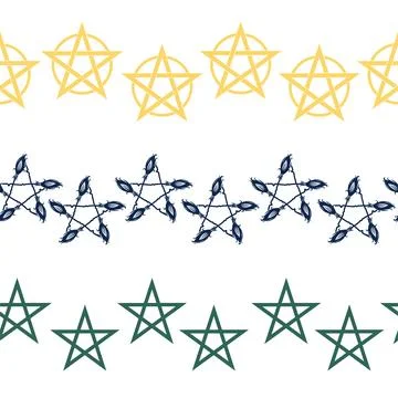 Horizontal border, set Magic and heavens seamless pattern, with magical ele.. Illustrazione stock