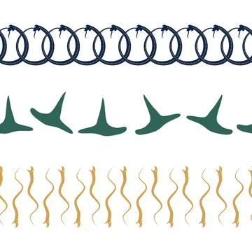 Horizontal border, set Magic and heavens seamless pattern, with magical ele.. Stock Illustration