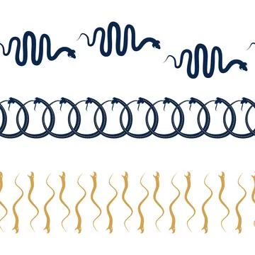 Horizontal border, set Magic and heavens seamless pattern, with magical ele.. Stock Illustration