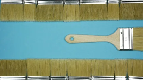 Horizontal border of wall paint brushes with text space. Stop motion Stock Footage 101808194