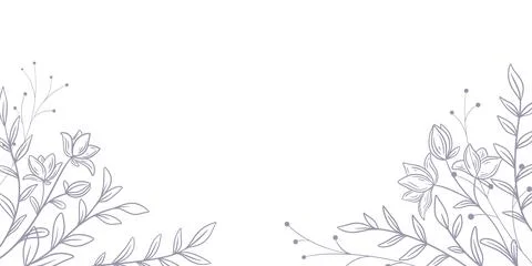 Horizontal botanical background of flowers and herbs in lilac Stockillustratie