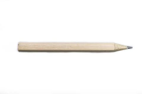 A horizontal brown pencil on a white background Stock Photos
