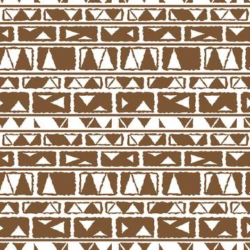 Horizontal brown white monochrome vector tribal abstract geometric border sea Illustrazione stock