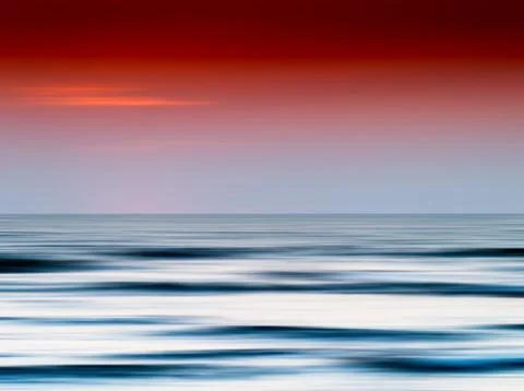 Horizontal burning ocean sunset blank abstraction background Stock Photos