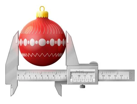 Horizontal caliper measures christmas tree ball Stock Illustration