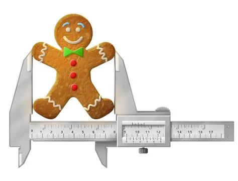Horizontal caliper measures gingerbread man Stock Illustration