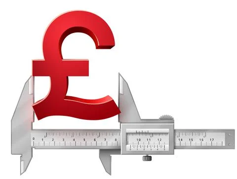 Horizontal caliper measures pound symbol Stock Illustration