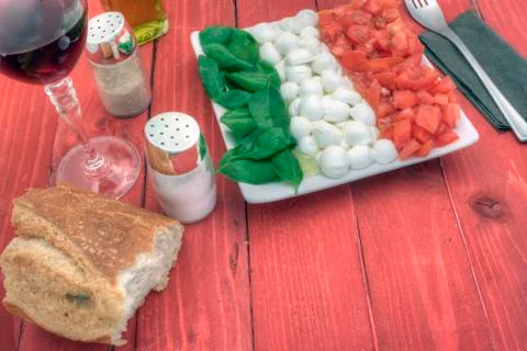 Horizontal caprese rigth down Stock Photos