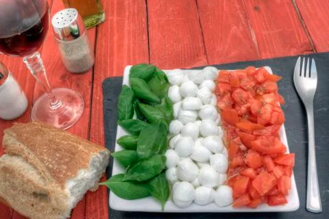 Horizontal caprese rigth up Stock Photos