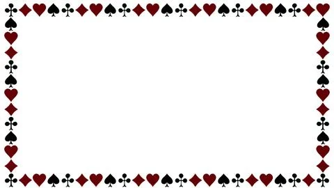 Horizontal card suits border frame on white background with large copy space Illustrazione stock