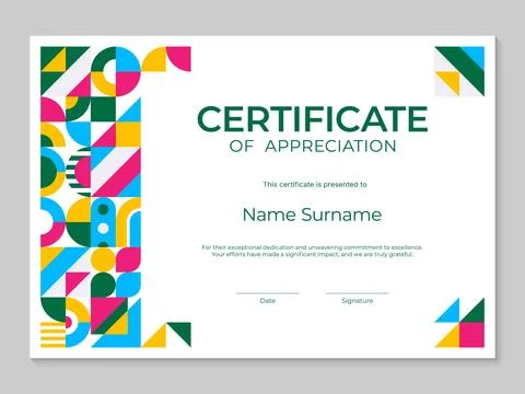 Horizontal certificate template, geometric pattern Stockillustratie