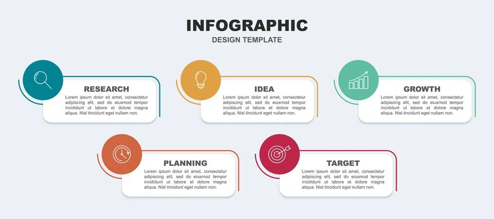 Horizontal chart for business presentations that is commonly with steps. Stock Illustration