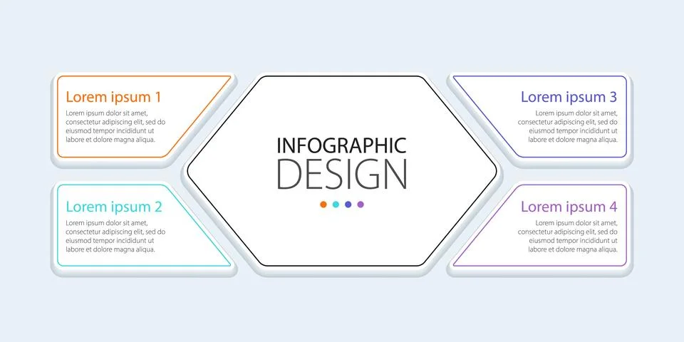 Horizontal chart for business presentations with steps of a process. Stock Illustration
