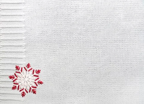 Horizontal Christmas background with wool sweater texture and felt snowflak.. Stockillustratie