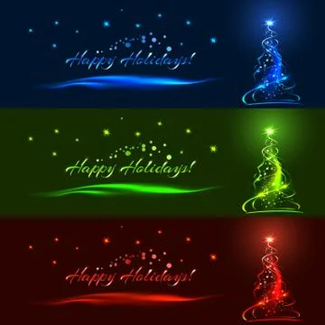 Horizontal christmas banner set Stock Illustration