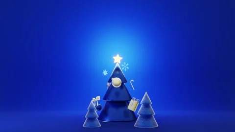 Horizontal Christmas New Year winter tree animation star ribbon gift ornament Stock Footage 321476509