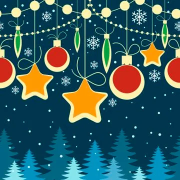 Horizontal christmas seamless retro pattern Stock Illustration