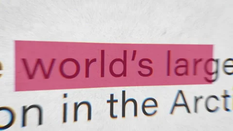 Horizontal close up of a printed newspaper article referencing Greenland, styled Stock Footage 328702700
