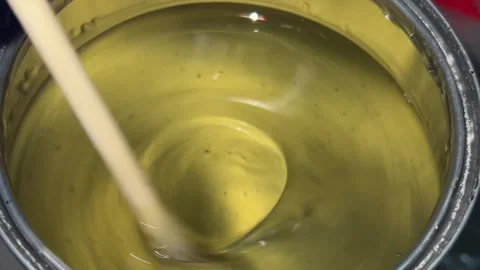 Horizontal close up video. Mixing epoxy resin, sludge, slime, oil Stock Footage 290450592