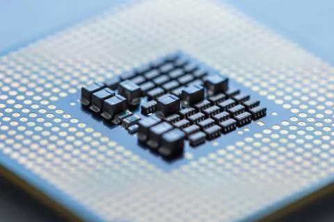 Horizontal closeup shot of a backside of an old computer processor chip 写真素材