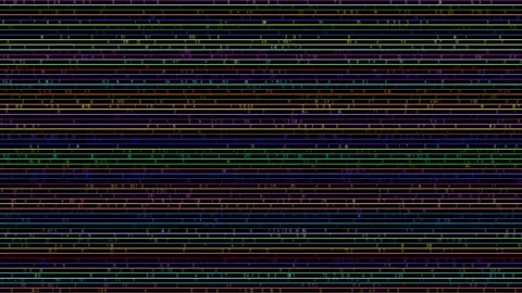 Horizontal colored straight lines and many numbers appearing randomly ideal as a Stock-Footage 302581237
