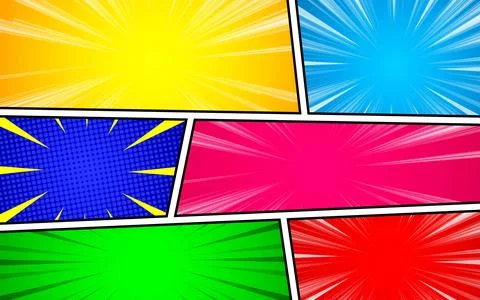 Horizontal colorful template of comic book pages with different humor effec.. Illustrazione stock