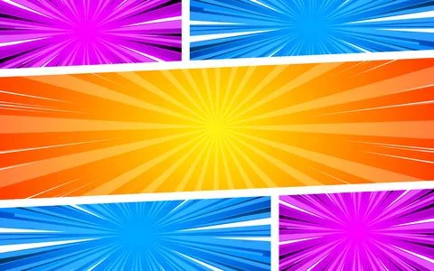 Horizontal comic book background with various pop art style effects. Blank .. Stock Illustration