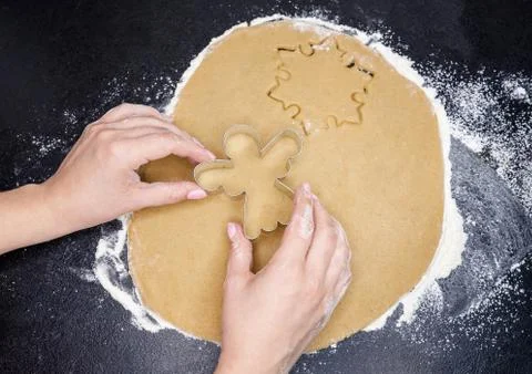Horizontal composition of Christmas baking with flour. Homemade baking Foto stock