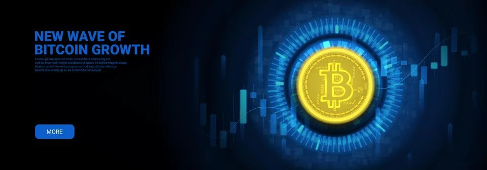 Horizontal concept banner with Bitcoin Stock Illustration