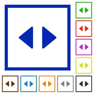 Horizontal control arrows flat framed icons イラスト素材