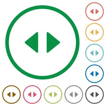 Horizontal control arrows flat icons with outlines Stock Illustration