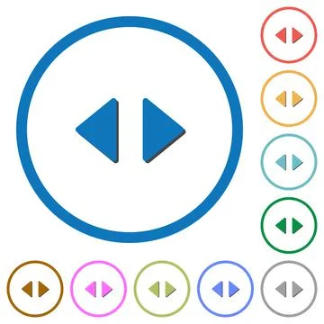 Horizontal control arrows icons with shadows and outlines Illustrazione stock