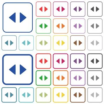 Horizontal control arrows outlined flat color icons Stock Illustration
