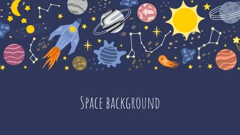 Horizontal copy space template cosmos theme Stock Illustration