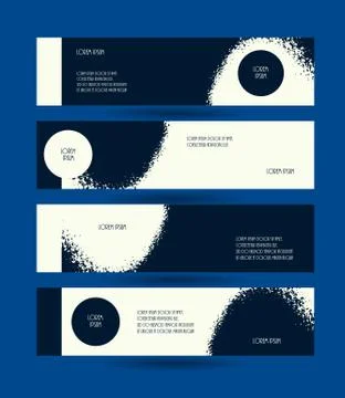 Horizontal creative flyers set. Grunge dark blue design modern layout Stock Illustration