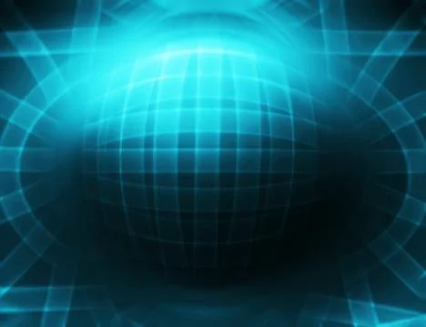 Horizontal cyan 3d sphere abstract illustration background Stock Illustration