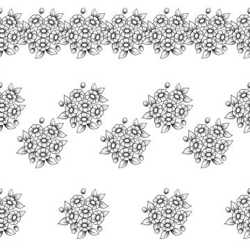 Horizontal daisy patterns Stock Illustration