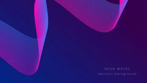 Horizontal dark background with neon wavy lines Stock Illustration