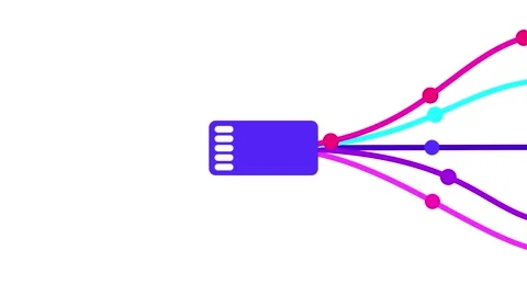 Horizontal Data Flow Diagram with Colored Lines Stock Footage 335576482
