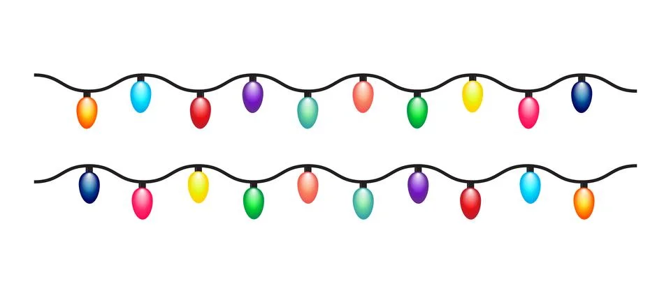 Horizontal Decorative Bulb Strings with Curved Wire and Festive Glow Display Stock Illustration