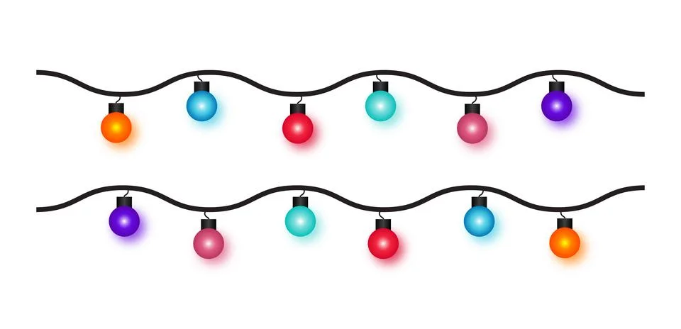 Horizontal Decorative Bulb Strings with Wavy Wire and Festive Glow Arrangemen Illustration
