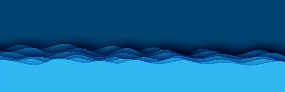 Horizontal deep waves cut out rift ocean floor. Blue layered smooth shadow 스톡 일러스트