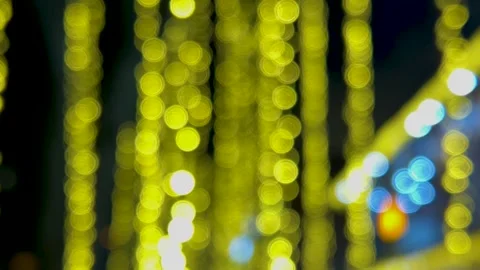 Horizontal defocused video. Blurred background with golden bokeh lights Stock Footage 344666161
