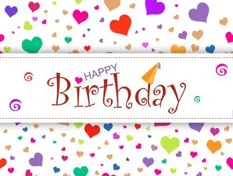 Horizontal design  template card. Happy birthday on abstract col Stock Illustration