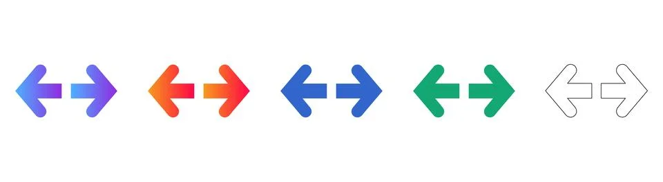 Horizontal Directional Arrow Icon Set Ilustración de archivo
