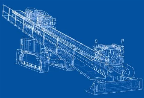 Horizontal directional drilling machine vector Stock Illustration