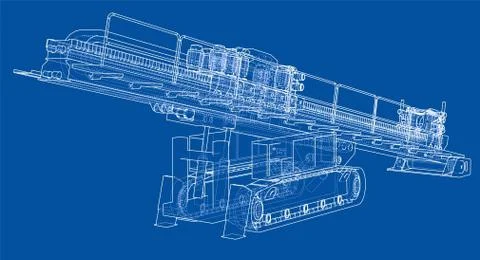 Horizontal directional drilling machine vector Stock Illustration