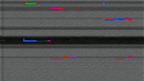 Horizontal distortion of the broken video image on black background, VHS effect Stock Footage 137237037