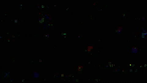 Horizontal distortion of broken video image on black background Stock Footage 157445940